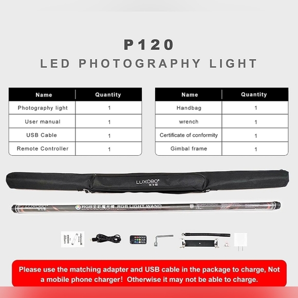 LUXCEO P120 RGB Handheld Waterproof Photography Light Wand, APP Control 1350 - Picture 4 of 14